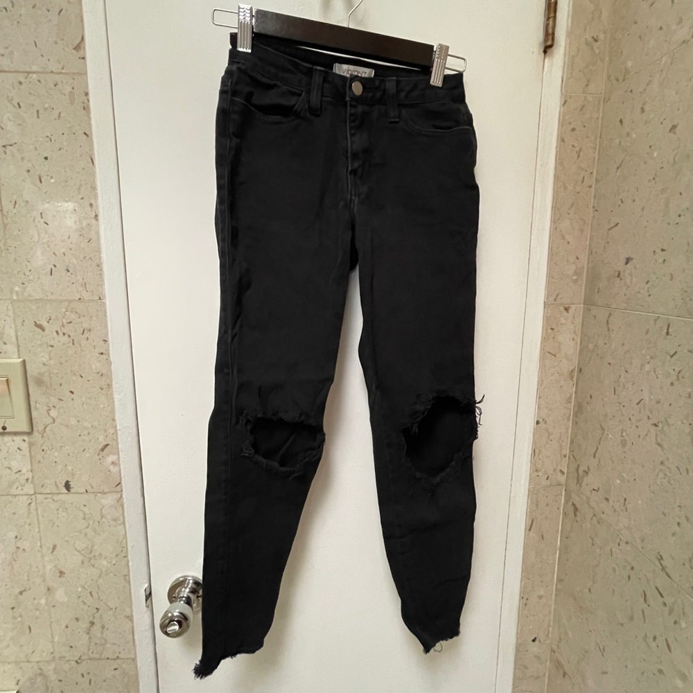 Vibrant Black Ripped Jeans